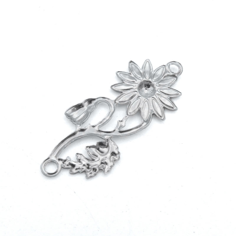 20 Stainless Steel Thin Filigree Flower Stamping Connectors