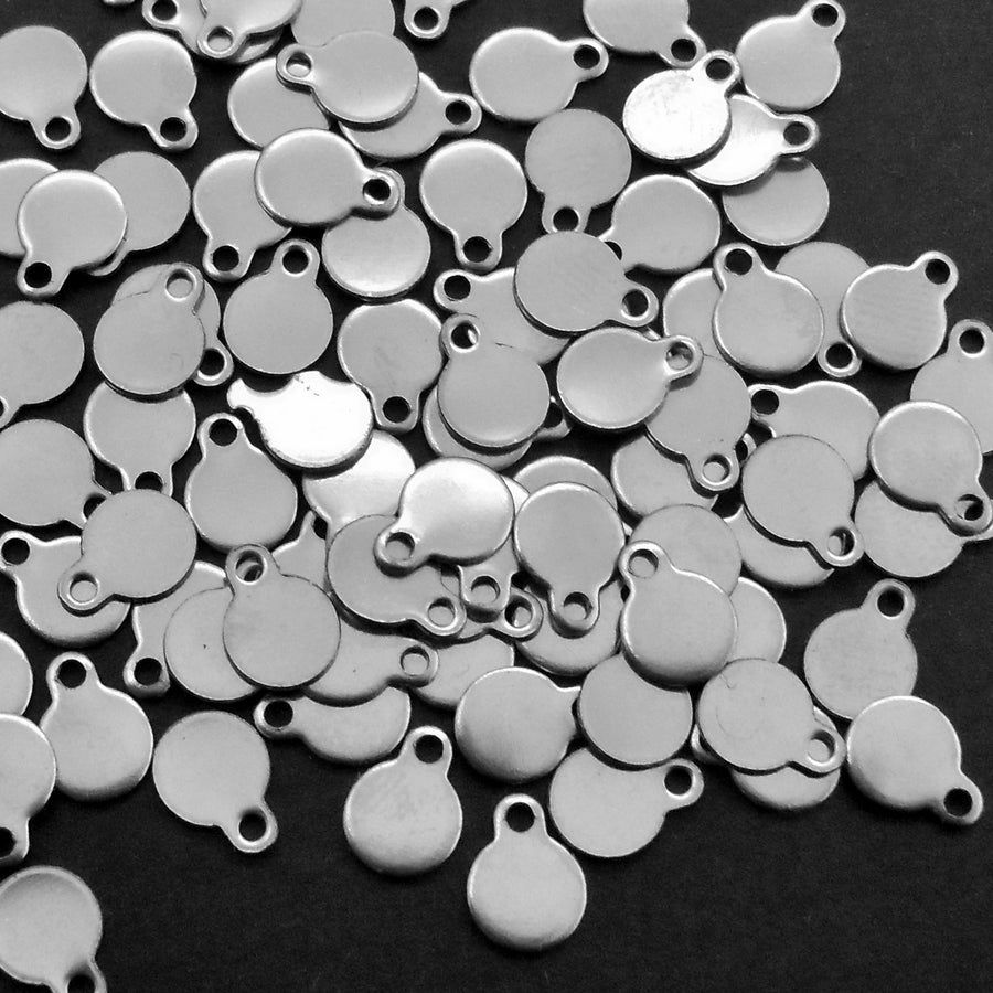100 Tiny 5mm Stainless Steel Round Blank Tags