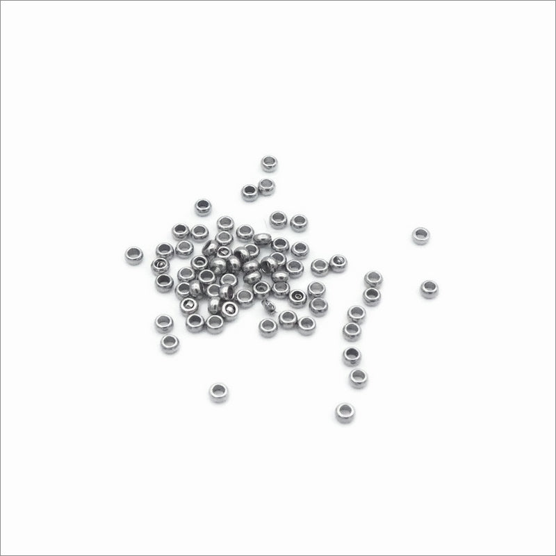 200 Stainless Steel 2mm x 1.5mm Crimp Beads