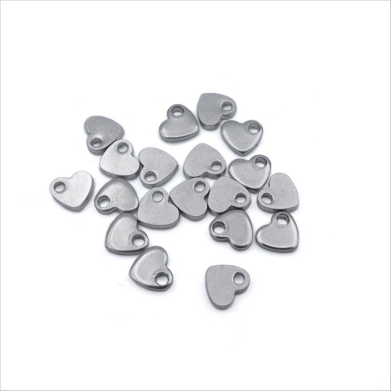 25 Tiny Stainless Steel Heart Charms