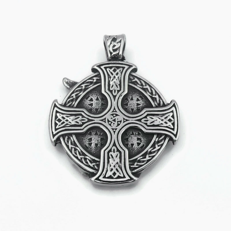 1 Stainless Steel Viking Warrior with Celtic Cross Pendant