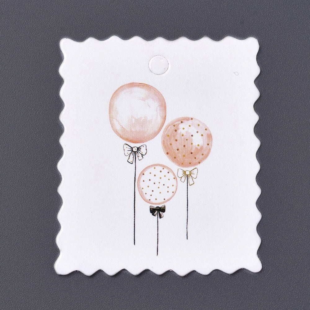50 Watercolour Balloons Rectangle White Gift Tags