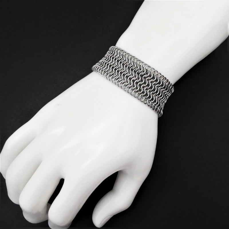 Extra Wide Stainless Steel Chain Maille Cuff Bracelet