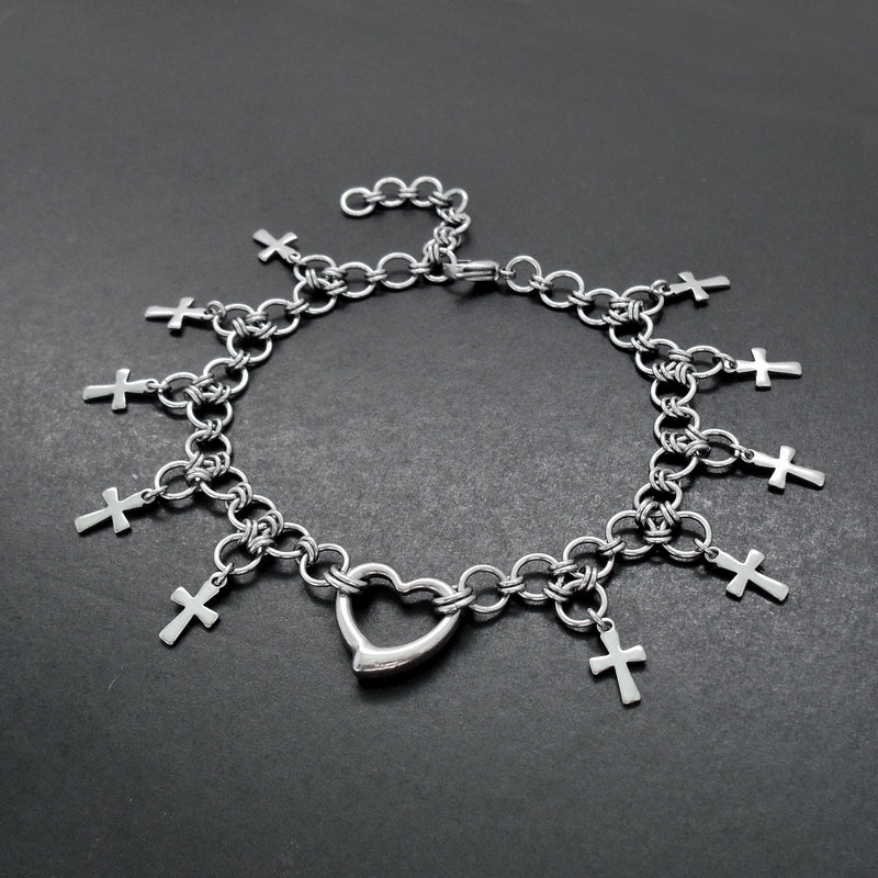 Stainless Steel Cross My Heart Anklet